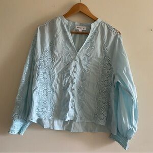 Bailey 44 Light Blue Lace Detail Women's Top